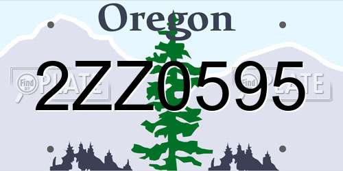 2ZZ0595 Oregon License Plate