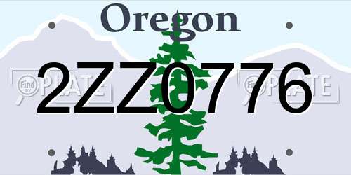 2ZZ0776 Oregon License Plate