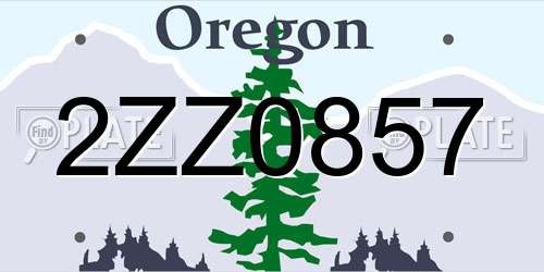 2ZZ0857 Oregon License Plate