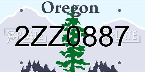 2ZZ0887 Oregon License Plate
