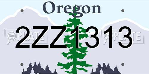 2ZZ1313 Oregon License Plate