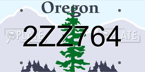 2ZZ764 Oregon License Plate