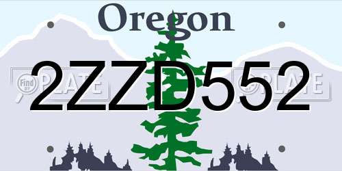 2ZZD552 Oregon License Plate