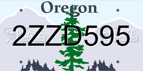 2ZZD595 Oregon License Plate
