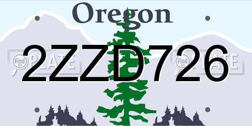 2ZZD726 Oregon License Plate