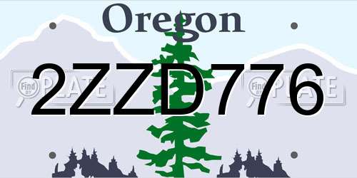 2ZZD776 Oregon License Plate