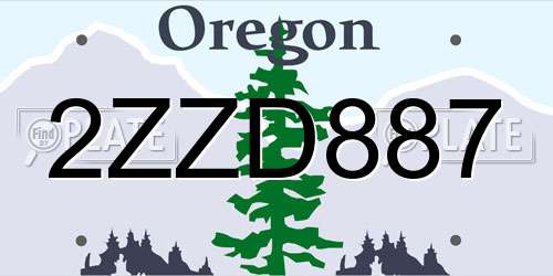 2ZZD887 Oregon License Plate