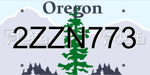2ZZN773 Oregon License Plate