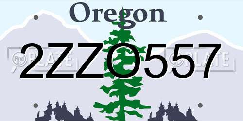2ZZO557 Oregon License Plate