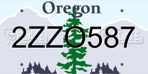 2ZZO587 Oregon License Plate