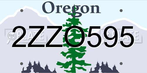 2ZZO595 Oregon License Plate