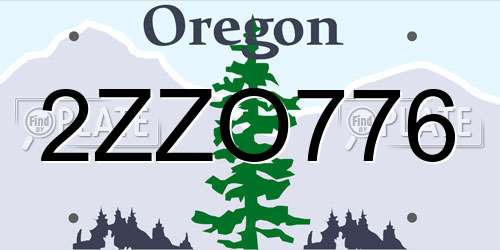 2ZZO776 Oregon License Plate