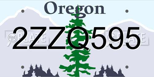 2ZZQ595 Oregon License Plate