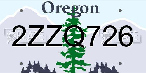 2ZZQ726 Oregon License Plate