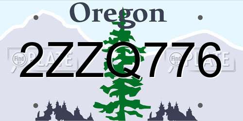 2ZZQ776 Oregon License Plate