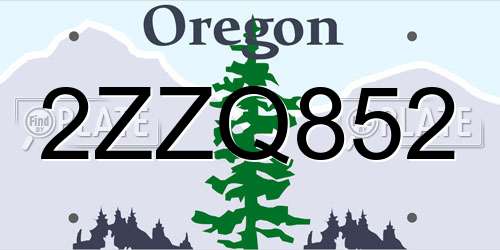 2ZZQ852 Oregon License Plate