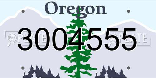3004555 Oregon License Plate