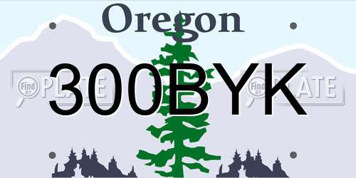 300BYK Oregon License Plate