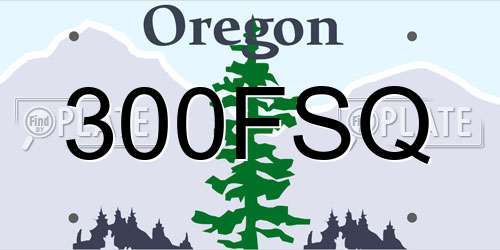 300FSQ Oregon License Plate