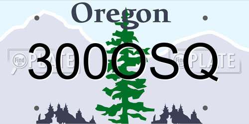 300OSQ Oregon License Plate