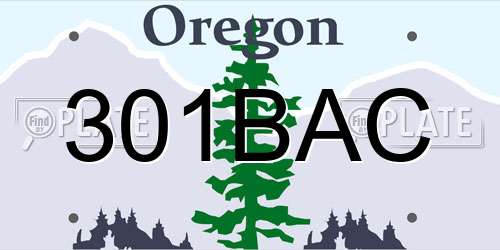 301BAC Oregon License Plate