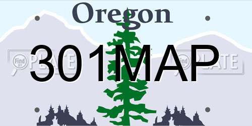301MAP Oregon License Plate