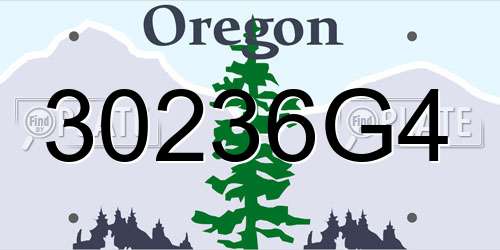 30236G4 Oregon License Plate