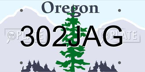 302JAG Oregon License Plate