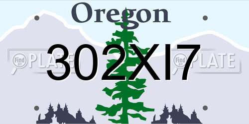 302XI7 Oregon License Plate