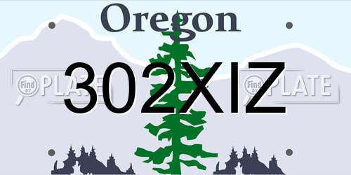 302XIZ Oregon License Plate