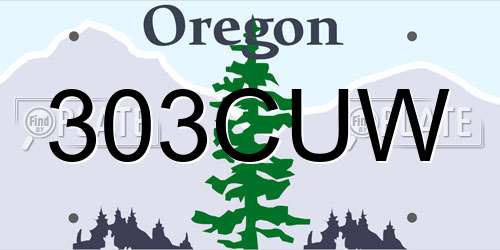 303CUW Oregon License Plate