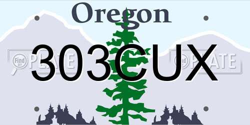 303CUX Oregon License Plate