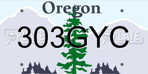 303GYC Oregon License Plate