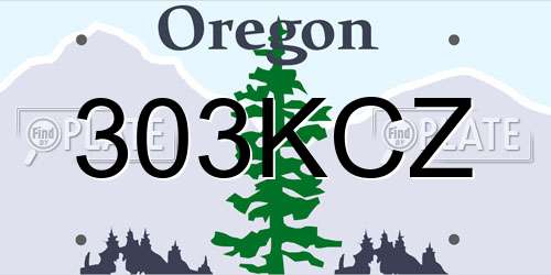 303KCZ Oregon License Plate