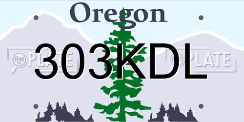 303KDL Oregon License Plate