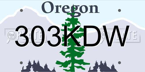 303KDW Oregon License Plate