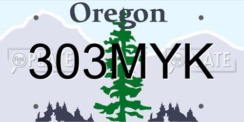303MYK Oregon License Plate