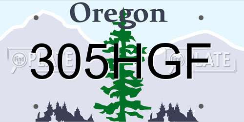 305HGF Oregon License Plate