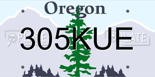 305KUE Oregon License Plate