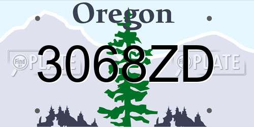 3068ZD Oregon License Plate