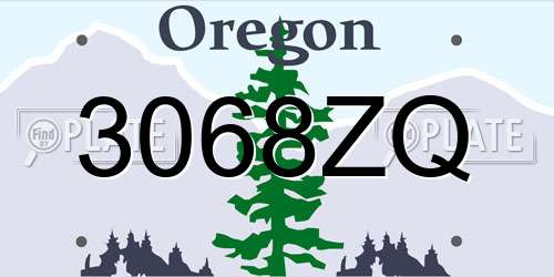 3068ZQ Oregon License Plate