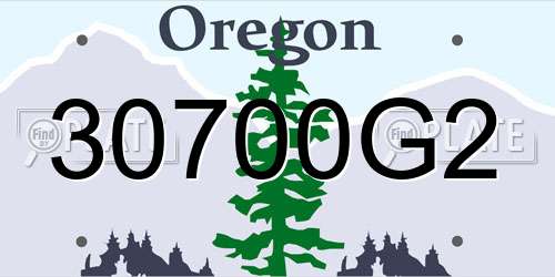 30700G2 Oregon License Plate