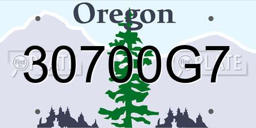 30700G7 Oregon License Plate