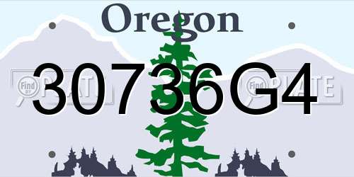 30736G4 Oregon License Plate