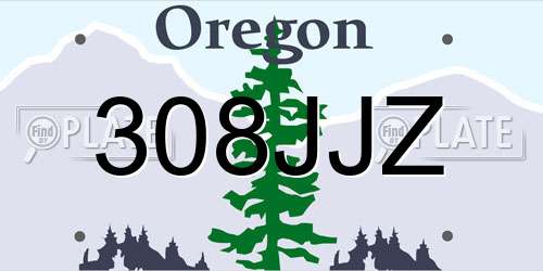 308JJZ Oregon License Plate