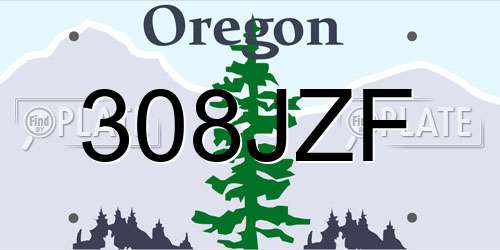 308JZF Oregon License Plate
