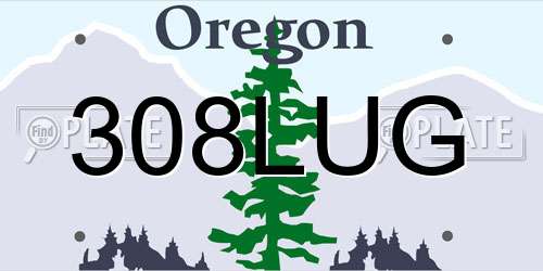 308LUG Oregon License Plate