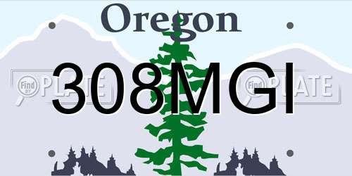 308MGI Oregon License Plate