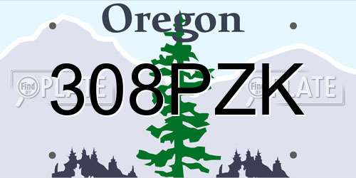 308PZK Oregon License Plate