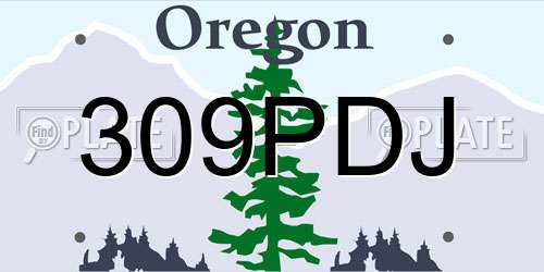 309PDJ Oregon License Plate